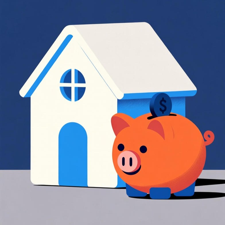 Lender Mortgage Insurance; Piggy Bank; House; Savings Deposit